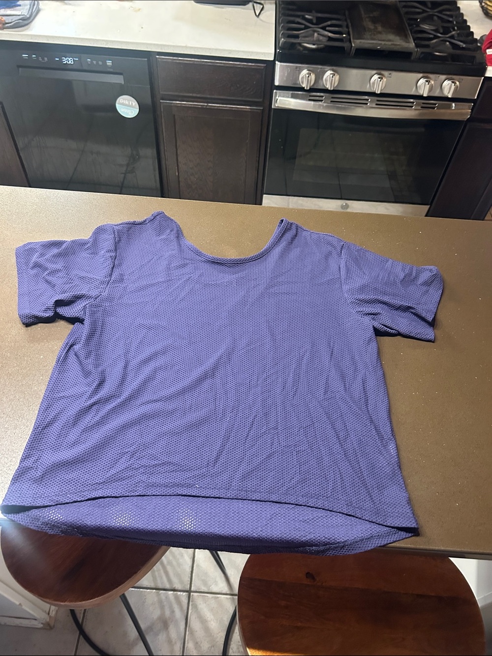 Casual Short-Sleeve Purple Scoop Neck Tee